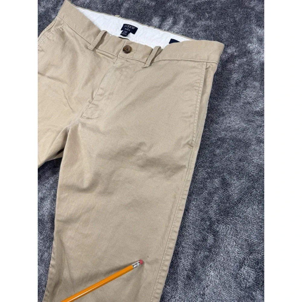 J.Crew Men's FLEX Chino Pants Size 30x30 Tan Khaki Polyester SLIM FIT